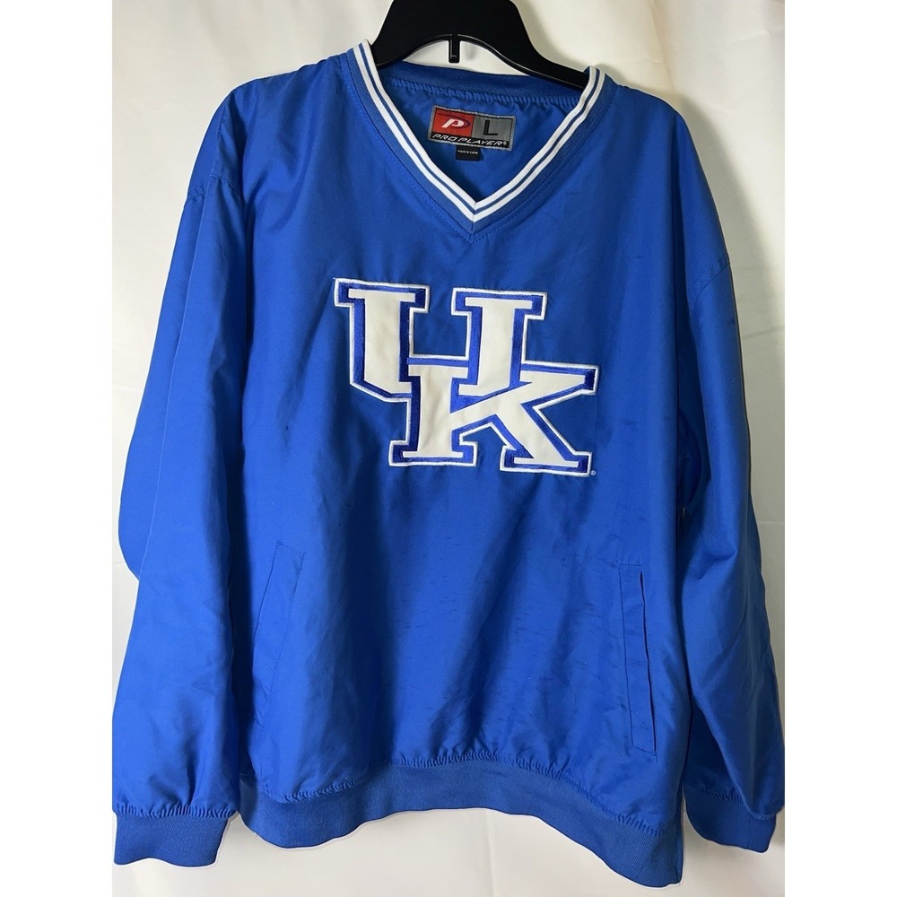 Pro Player Large Blue White UK Kentucky Wildcats V-Neck Windbreaker Pullover‎